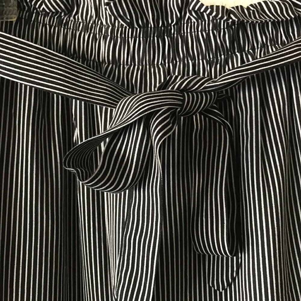 See You Monday L.A. - Black and White Striped High Rise Wide Legs Pants